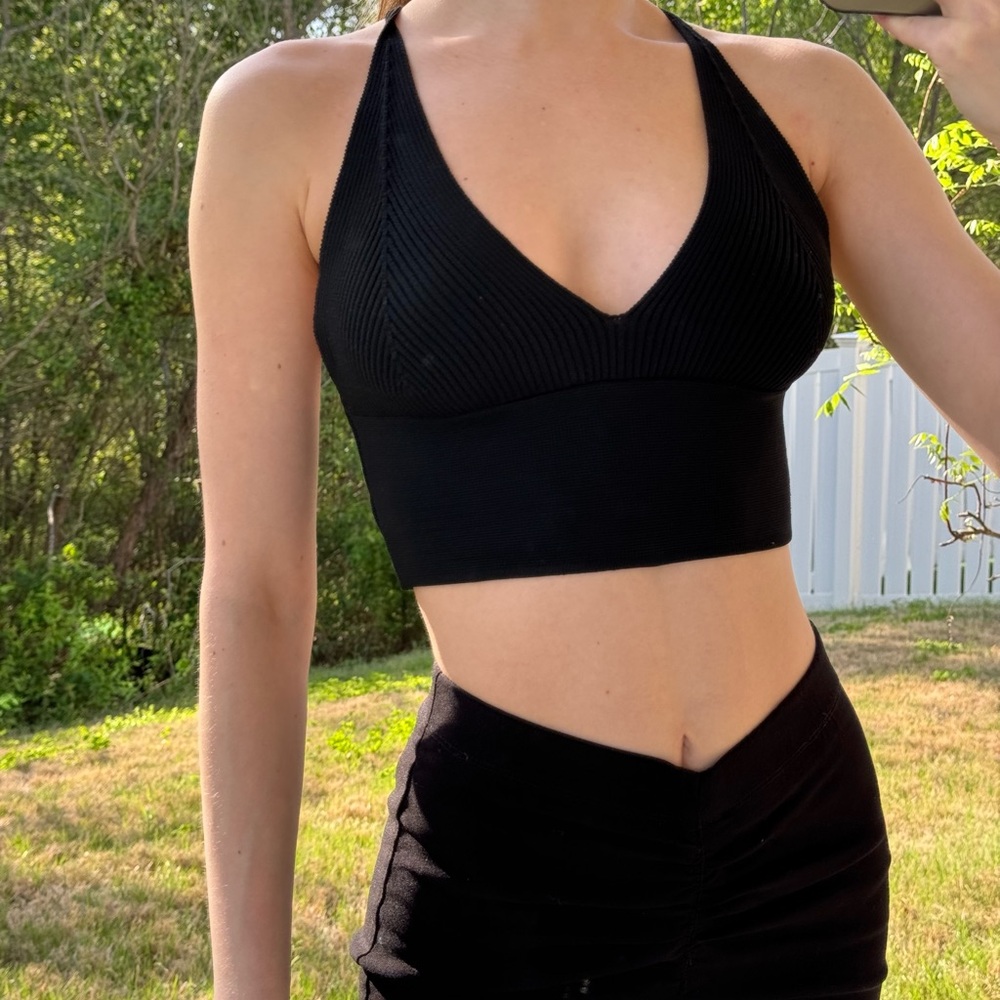 Black Halter Crop Top